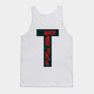 Modern Rose Floral Initial Name Alphabet - Letter T Tank Top